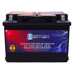 Mighty Max Battery MM-H6 BCI Group 48 12V 70 AH 120RC, 760 CCA AGM Car battery