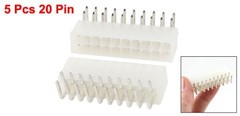 uxcell 5 Pcs 3mm Pitch 20 Pin 90 Degree Car Auto PC PSU Supply ATX Connector
