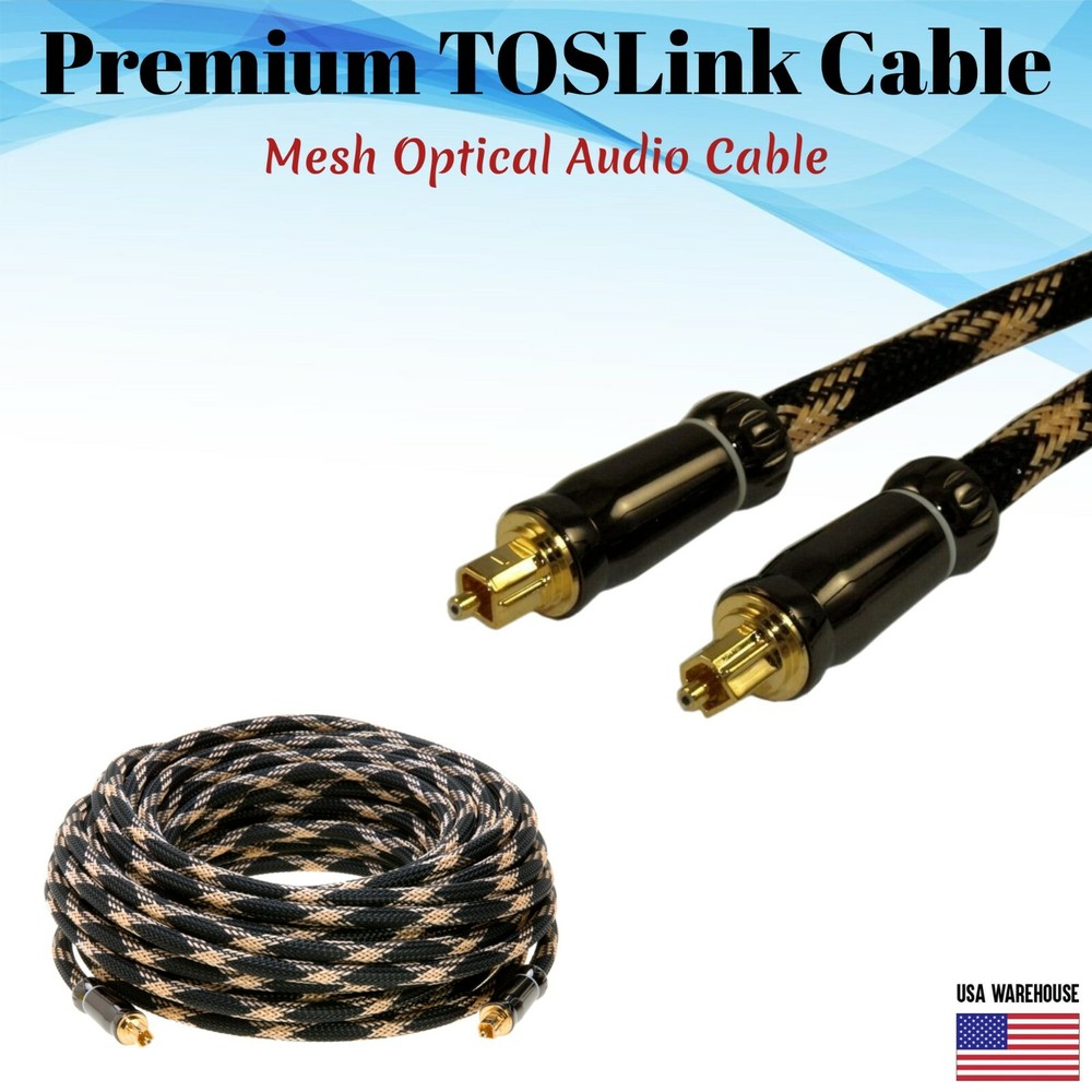 Premium TOSLink Fiber Optical Digital Audio Cable 1.5 3ft 6ft 12ft 25ft 50ft Lot