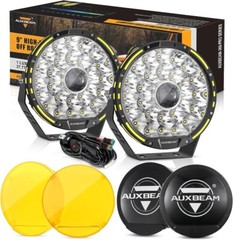 AUXBEAM 9″ LED Auxiliary Driving Lights Pods Work Light Bar+4pcs Covers Shield