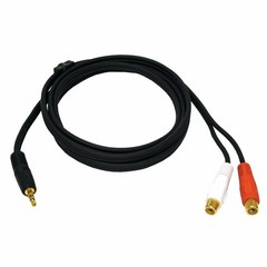 6 FT 3.5mm Stereo Male to 2 RCA Dual Audio Female Adapter Speaker Cable Black