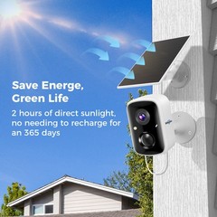 Hiseeu 4MP Wireless 5G Wifi Solar Battery Outdoor Security Camera Two-Way Audio
