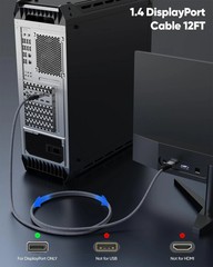 UHD 8K DisplayPort Cable 10FT 8K@60hz, 4K@144hz32.4Gbps, HDR, HBR3 DP to DP Cord