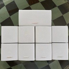 5 Bose Double Cube Speakers 1 Center and 4 Surround White Very Good Condition