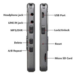 Rechargeable LCD Digital Audio Sound Voice Recorder Dictaphone MP3 Player