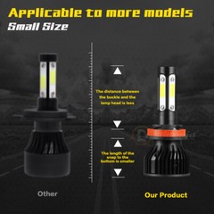 Pair 4-Sides H11 LED Headlight High or Low Beam Bulbs 1800W 216000LM 6000K White