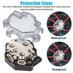 2x Durable ABS Plastic Covered Car Audio Distribution Block 1 Way In 5 Ways Out