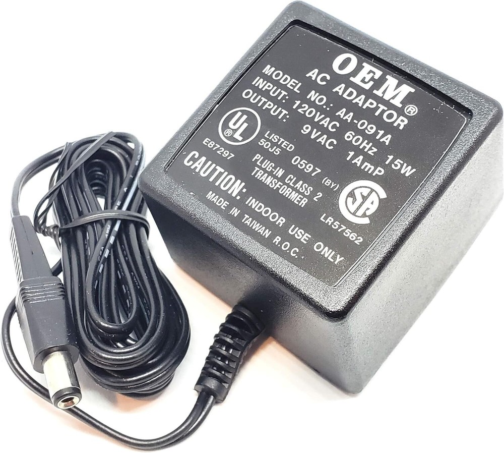 OEM AC Adapter AA-091A – 9VAC 1A works on Nintendo NES, 5.5×2.5 120VAC 60Hz 15W