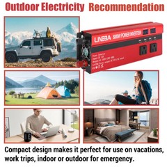Convertidor De Corriente 5000W Para Carros Coche DC 12V a 110V AC Inversor 4 USB