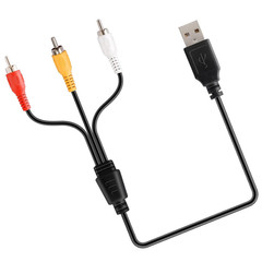 USB to 3RCA Cable, 1.5m/5ft USB Male to 3 RCA Male Jack Splitter Audio Video AV