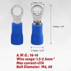 Wire Ring Terminals 22-16 12-10 AWG Crimp Connector Power Car Audio Ground Gauge