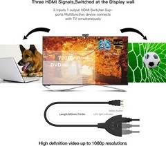 3 Port HDMI Splitter Cable 1080P Switch Switcher HUB Adapter for HDTV PS4 Xbox