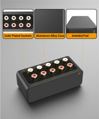 Audio RCA Splitter Box 4-Way Aluminum Alloy 1 In 4 Out Stereo Signal Distributor