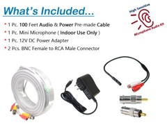Mini High Sensitive Microphone Power Cable Kit Easy to Hide for Security System
