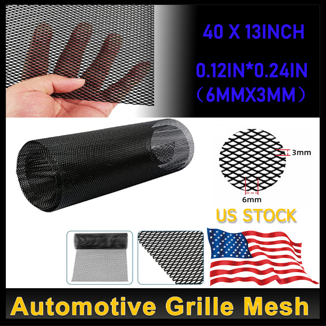 Universal Car Grill Mesh 40″ x 13″, Black-Painted 3 x 6mm Rhombic Hole black