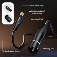 USB C to XLR 10 FT Stereo Audio Cable Male Output XLR to USB C Adapter