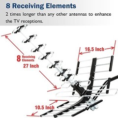 Five Star Outdoor HDTV Antenna up to 200 Mile, Digital Antenna, Kit + J Mount