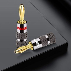 WGGE WG029 Banana Plugs Audio Jack Connector, 24k Gold Dual Screw Lock Speake…