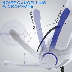 FnOoRw Stereo Gaming Headset for PS5 PS4 PC Xbox One White 3.5mm Plug