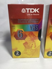 2 New Blank VHS Tapes–2 Pack, Sealed. 6 hours long TDK