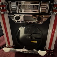 Victrola Lighted Jukebox Style CD Player with FM Radio, Red/White/Black