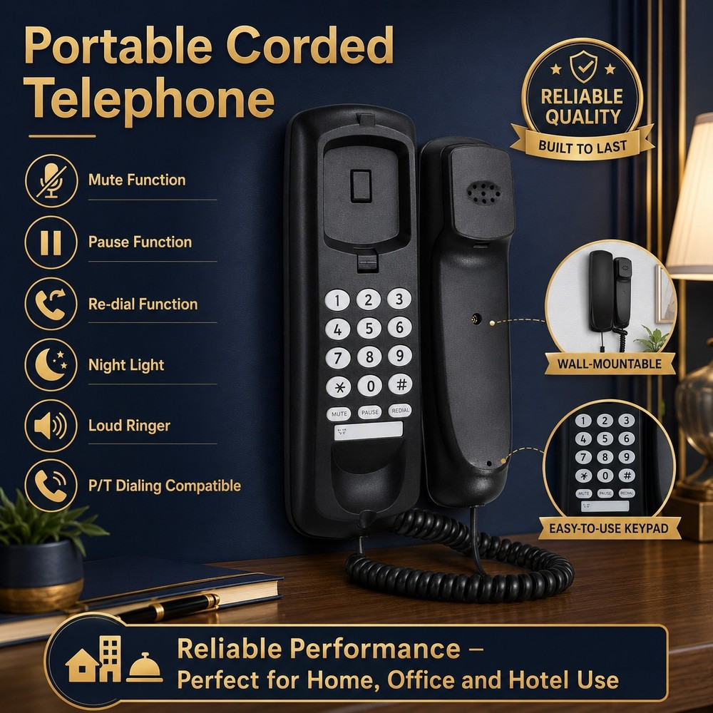 Mini Corded Landline Phone Desktop Wall Mount Telephone for Hotel Office Home US
