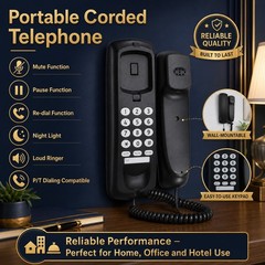 Mini Corded Landline Phone Desktop Wall Mount Telephone for Hotel Office Home US