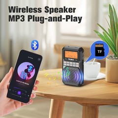J525 Portable Radio AM FM Bluetooth Earphone Output Speaker Mode 2500mAh