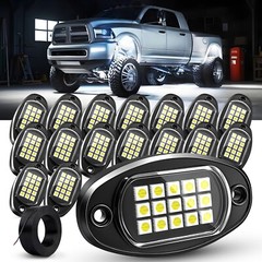 12/16/20/24 Pods Pure White LED Rock Lights, Underglow Underbody Glow Lights Kit