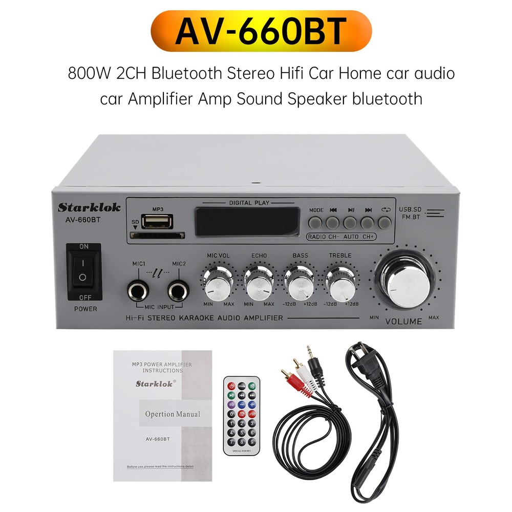 800W 2.1CH Bluetooth Stereo Hifi Car Home Audio Car Amplifier AMP Sound Speaker✅