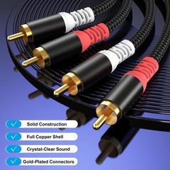 RCA Audio Cable 25FT – Dual Shielded Noise Durable Braided to Long Audio Cord…