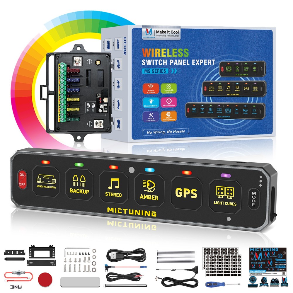 Wireless 208FT RGB Slim Switch Panel LED Momentary Pulsed Flash Switch Controls