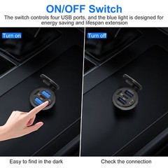USB + Type C Car Cigarette Lighter Socket Fast Charger Power Adapter Waterproof