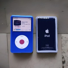 Ipod Classic 160gb BLUE faceplate / Front Cover /white clickwheel and backplate