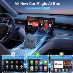 AI Box Wireless CarPlay & Android Auto Adapter – Built-in Netflix YouTube TikTok