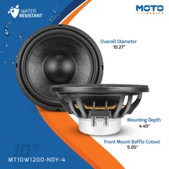 2x PRV 10″ Motorcycle Low Frequency Woofer 2400W 4 Ohm MT10W1200 Water Resistant