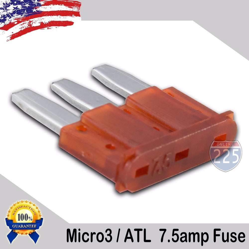 5 Pack 7.5A Micro3 Blade Fuse 7.5 AMP ATL 32V DC Auto Car Truck Boat Marine RV