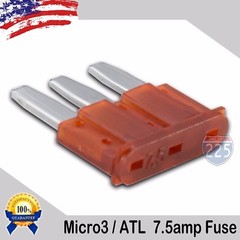5 Pack 7.5A Micro3 Blade Fuse 7.5 AMP ATL 32V DC Auto Car Truck Boat Marine RV