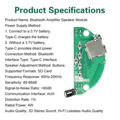3.7V Bluetooth Amplifier Speaker Module w/ Card Slot Stereo Sound Hi-Fi Lossless