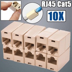 10Pcs RJ45 Cat5 Cat5e Ethernet Network Lan Cable Connector Joiner Coupler Plug