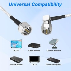 MEIRIYFA F Type Coaxial Right Angle Connector Cable,90° Angled to Straight F Typ