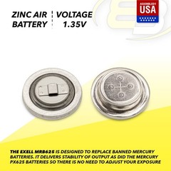 Exell MRB625 1.35V Zinc Air Battery Z625PX PX625 PX13 V625PX