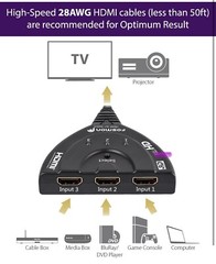 Fosmon 3Port HDMI Switcher/Splitter Full HD 3D 1080p HDCP, 24K Gold Plated Cable