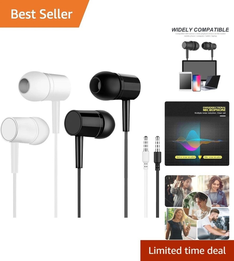 Dual Pack In-Ear Earphones 3.5mm Noise Isolating Headphones