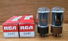 2- RCA 5881 6L6 Vacuum Tubes Tested Gray Plate