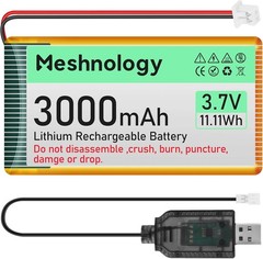 2x 3.7v 3000mah Lipo Battery Ph2.0 With Charger For Electronic Meshtastic Device