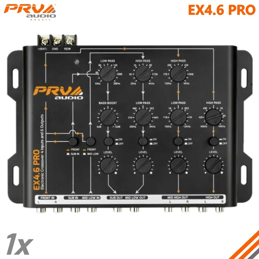 PRV 4 Way Electronic Crossover 4 Inputs and 6 Outputs 9 Volts RMS EX4.6 PRO