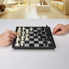 Black White Magnetic Chess Set, Portable for Kids Adults (Black)