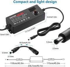 Adjustable AC to DC Power Adapter 3V to 24V with 14 Tips and Polarity Converter