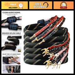 High-Quality 9 AWG Speaker Cable 2-Pack – 2 Banana Plugs to 4 Spades, 8.20ft, Ny